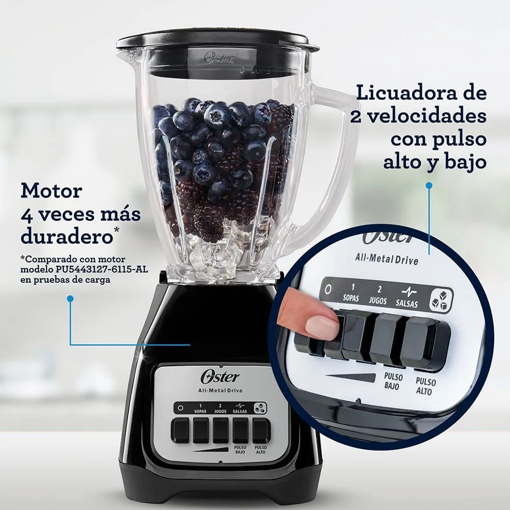 Licuadora Kaliman Oster V/Vidrio 1.5 Litros Negra