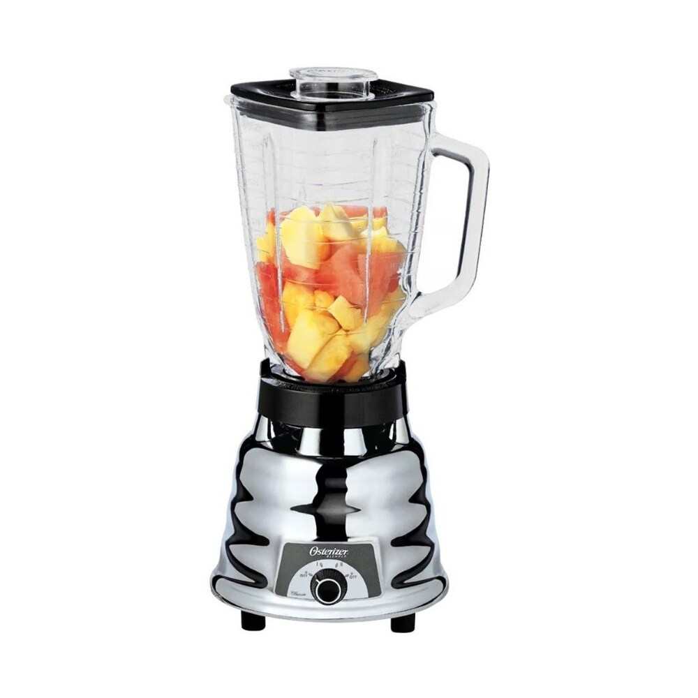 LICUADORA CROMADA 2 VEL, VASO VIDRIO, OSTER