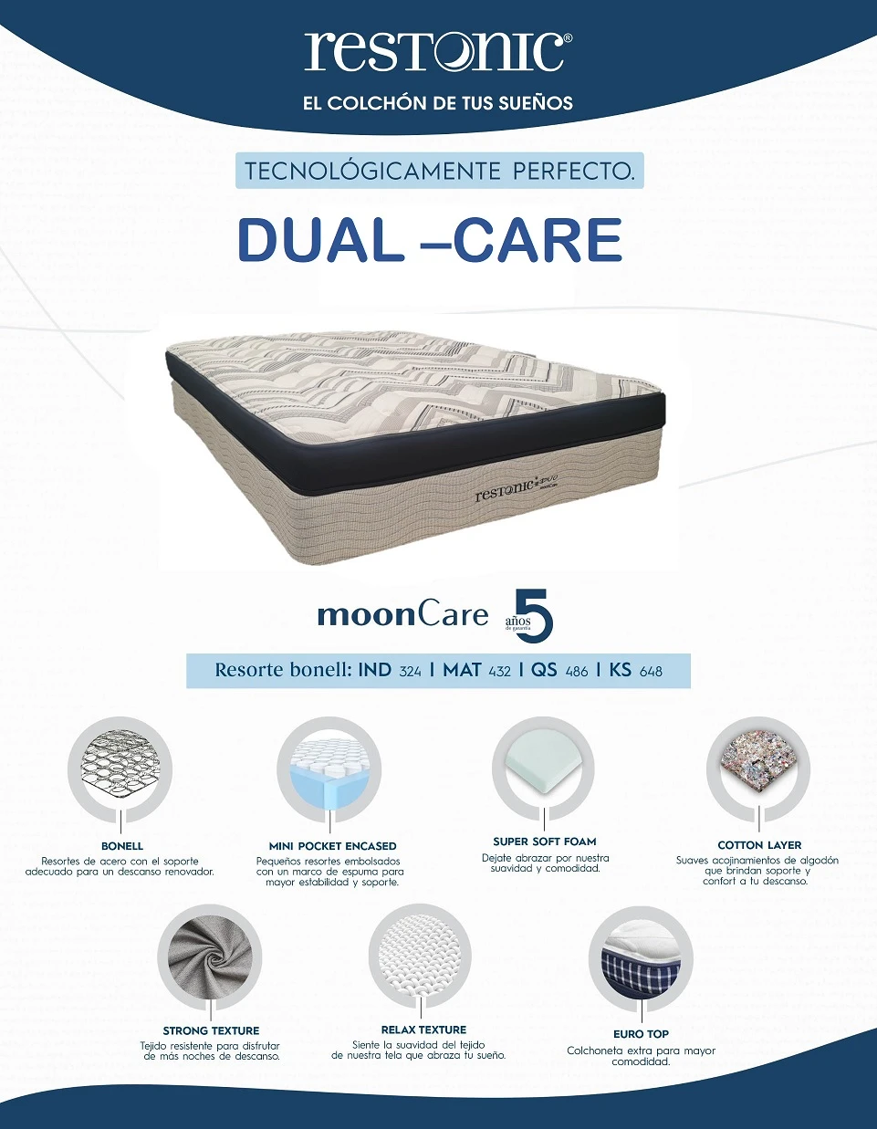 Colchón Restonic Dualcare Matrimonial
