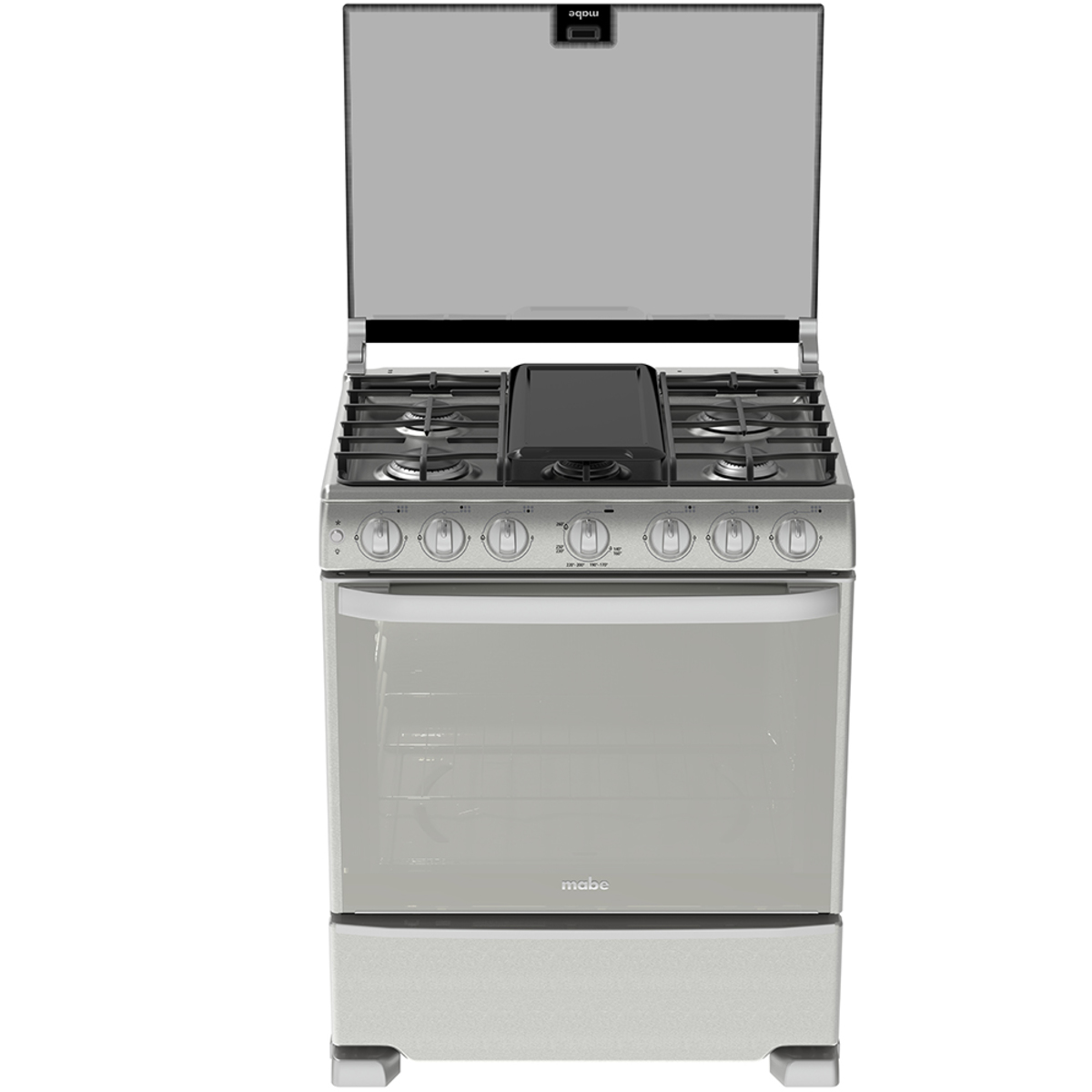 Estufa Mabe 76 cm Con Capelo ac. Inox Quem.4 Stand y 2 Jumbo