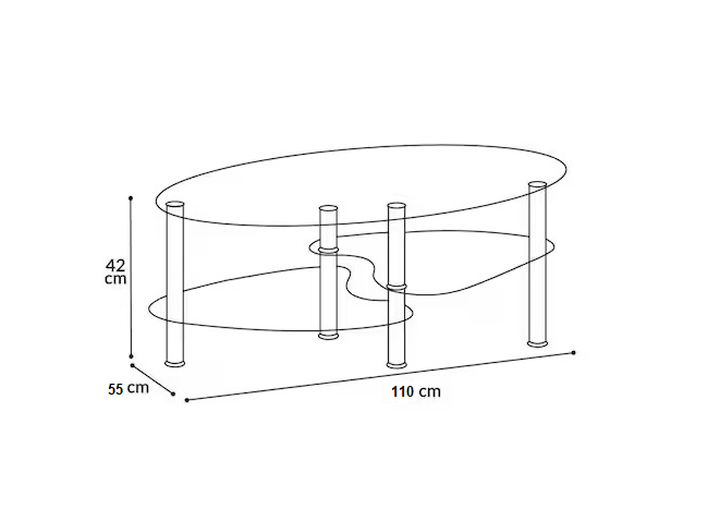 Mesa De Centro Zmartech 2 Niveles Cristal