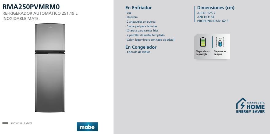 Refrigerador Automático 10 Pies 250 L Inoxidable Mate