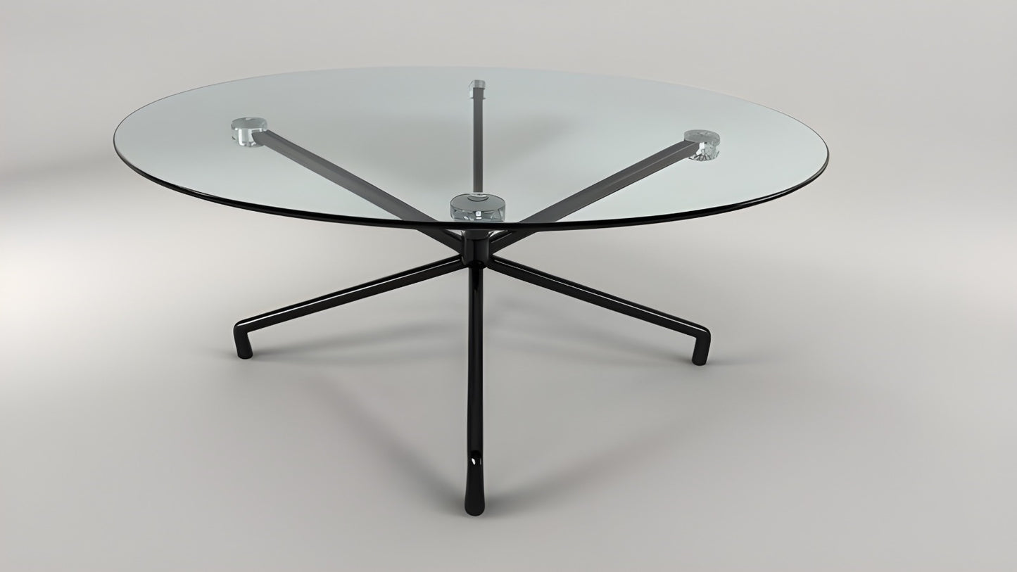 MESA VICA DE CENTRO CRISTAL TEMPLADO 6MM 1 NIVEL BASE METALICA REFORSADO