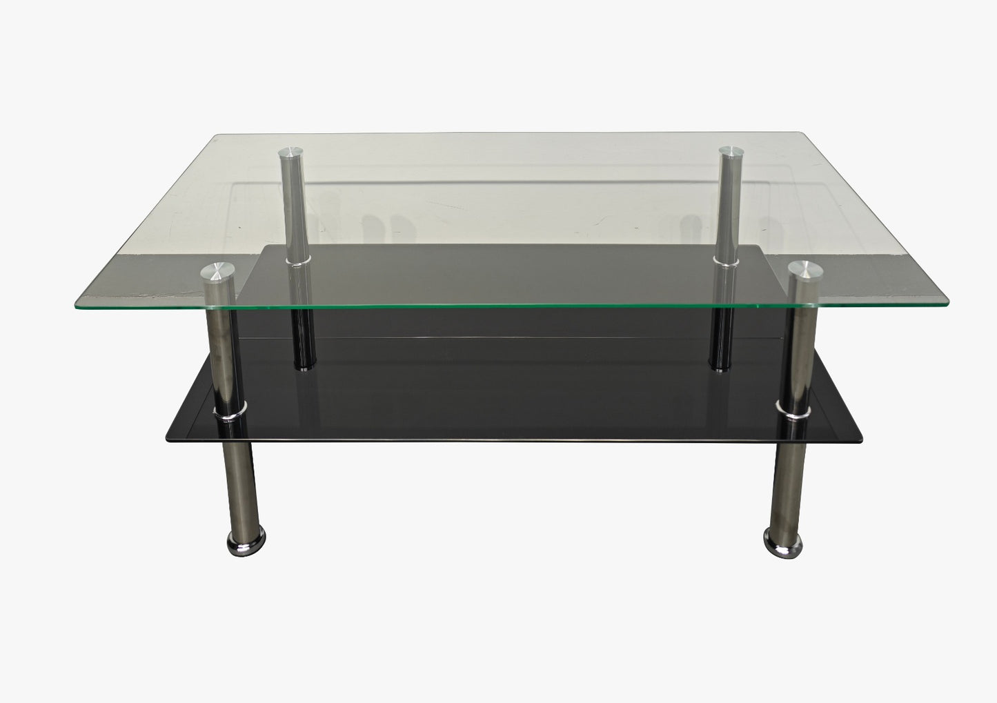 Mesa Vica De Centro Cristal Templado 6MM 2 Niveles Base Tubular