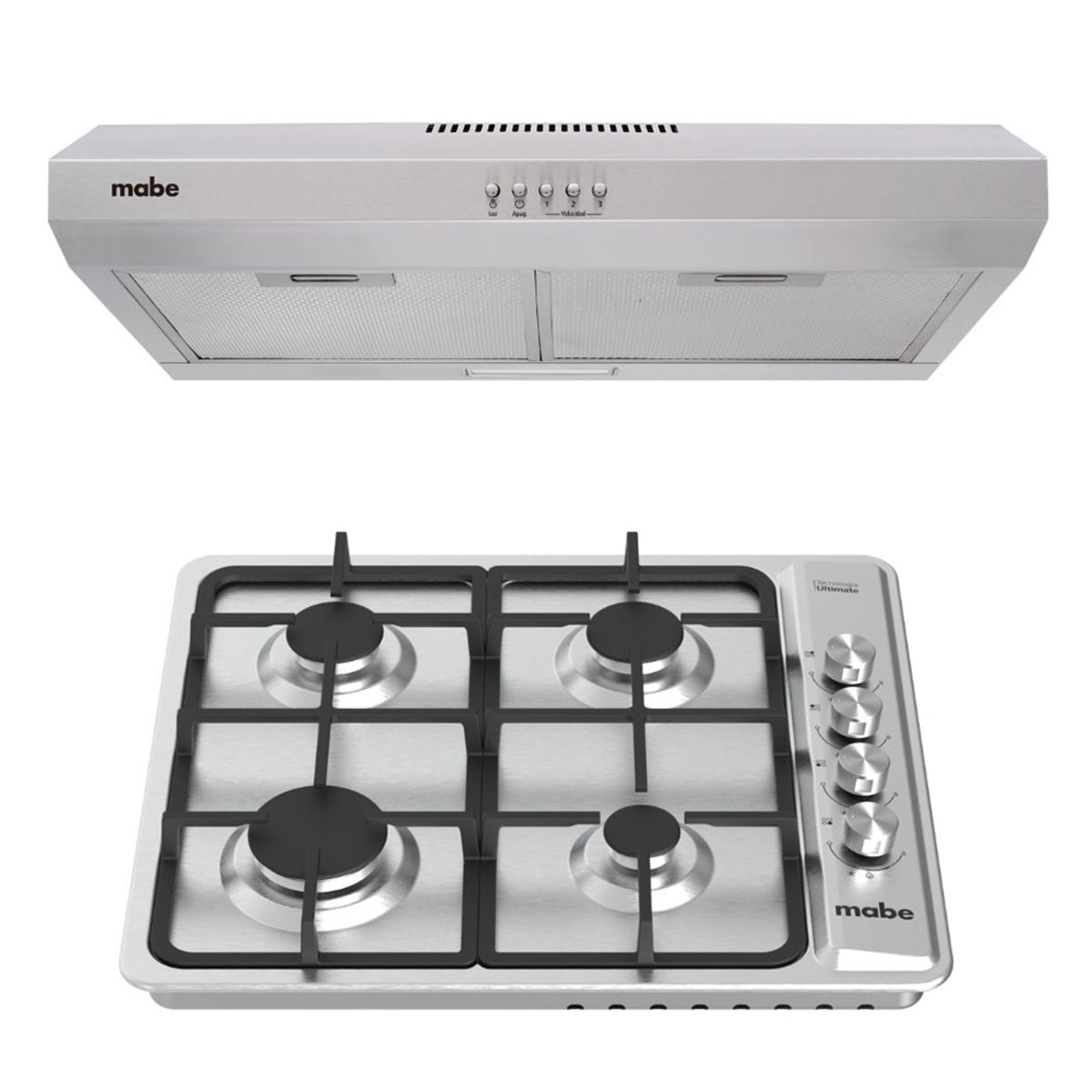 Parrilla De Empotre 24" Mabe Y Campana Bajo Gabinete Inox