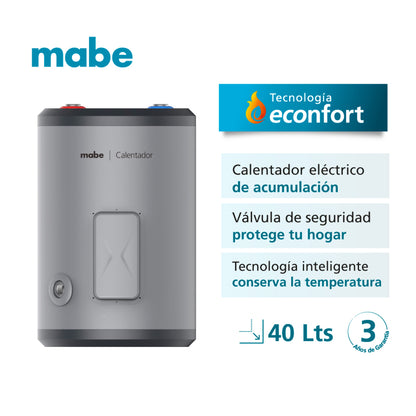 Calentador Eléctrico De Deposito Mabe 40L / 1 Servicio 110 V Silver