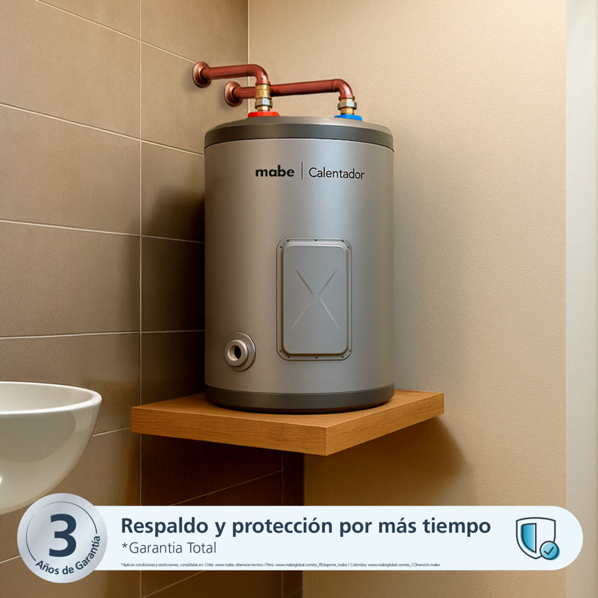 Calentador Eléctrico De Deposito Mabe 40L / 1 Servicio 110 V Silver
