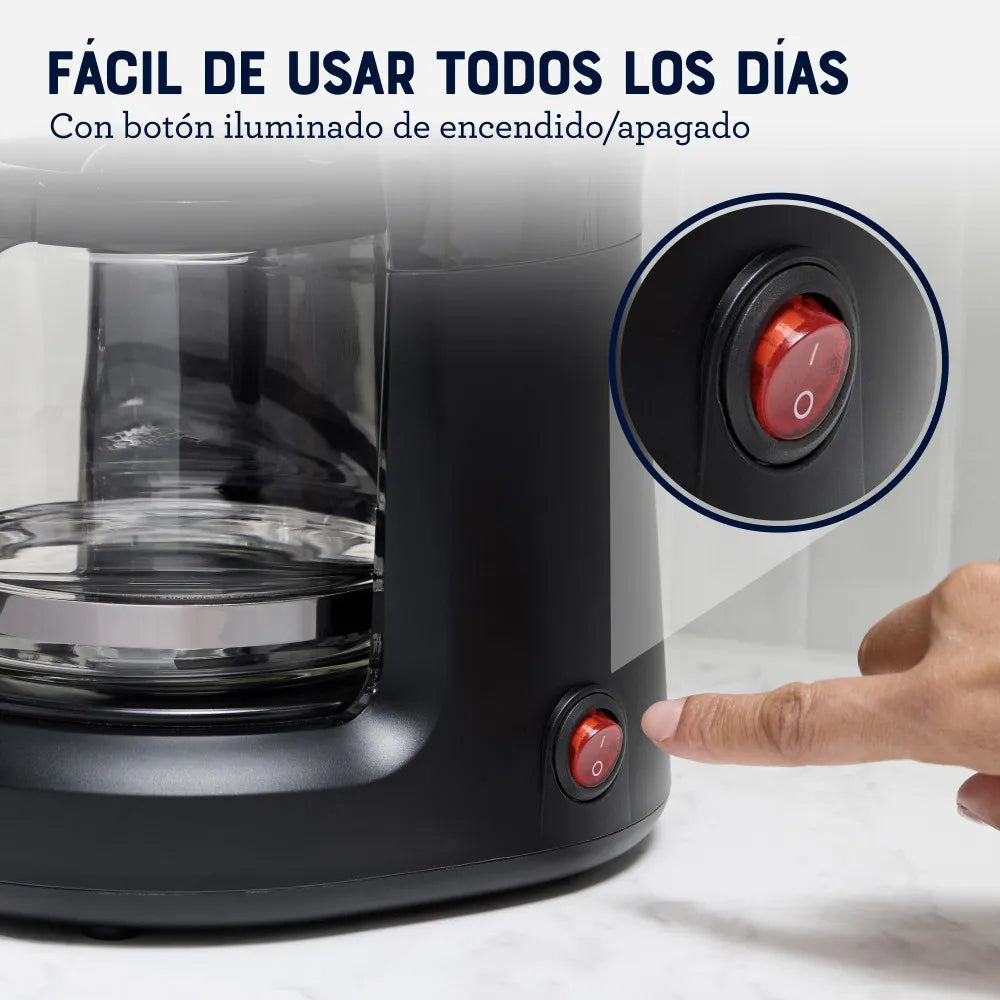 Cafetera Oster 5 Tazas Filtro Reutilizable Negra