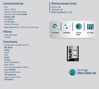 Aire Acondicionado Mabe Tradicional Solo Frío 12K BTUS 220V