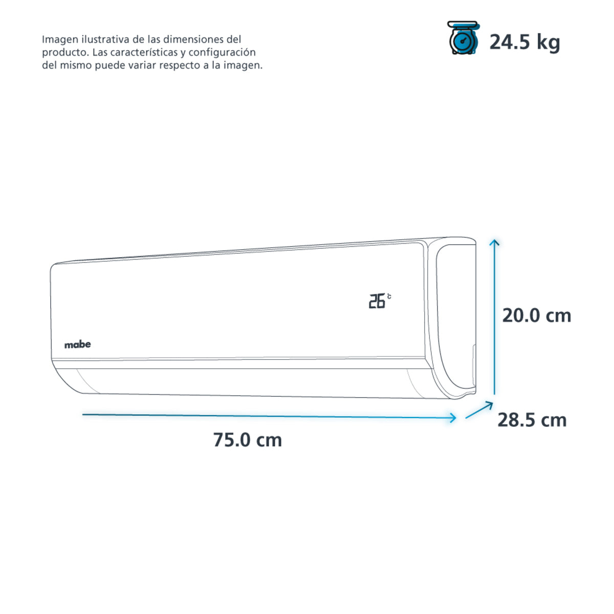 Aire Acondicionado tradicional solo Frío Mabe 12K BTUS 115V