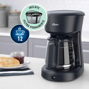 Cafetera Oster 12 Tazas Switch Negra