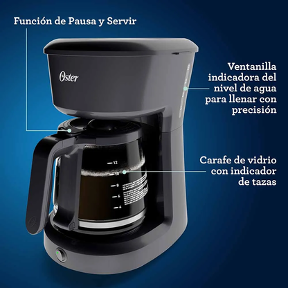 Cafetera Oster 12 Tazas Switch Negra