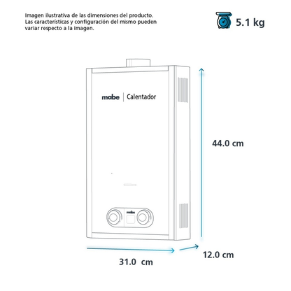 Calentador Instantáneo de Gas LP 1 Servicio 6 L Gris Mabe