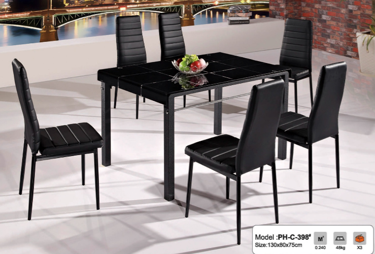 Comedor Vica con 6 sillas color Negro