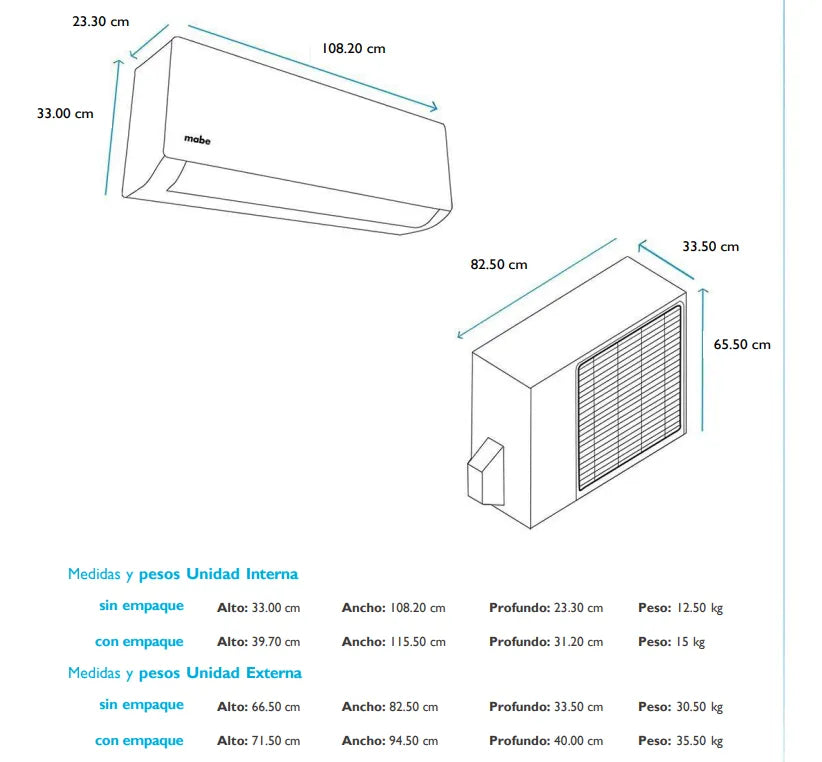 Aire Acondicionado Inverter Mabe 24K BTUS 220V