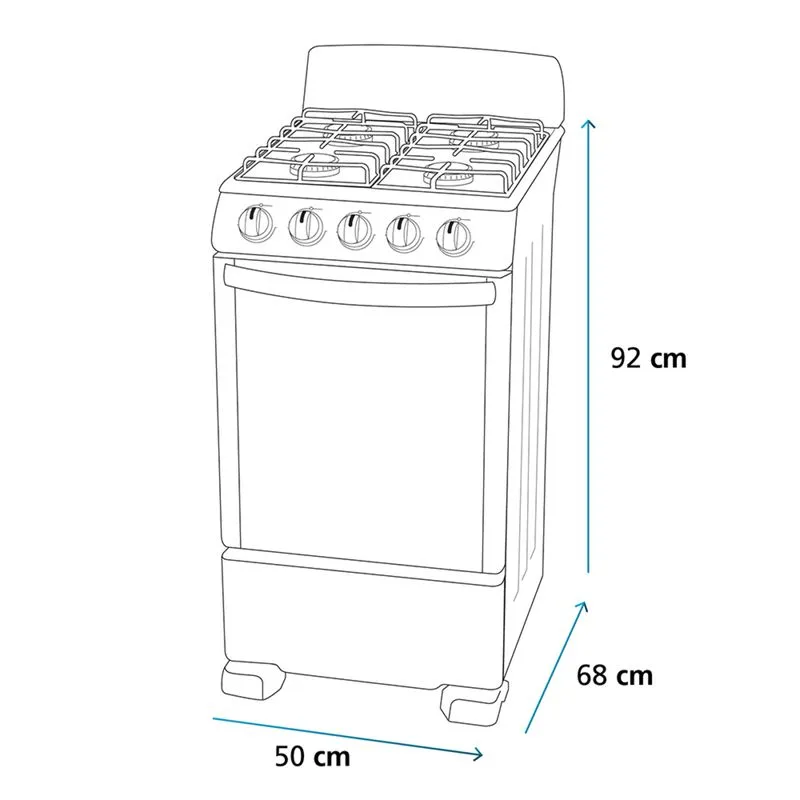 Estufa IEM De Gas 20" 4 Quemadores Silver