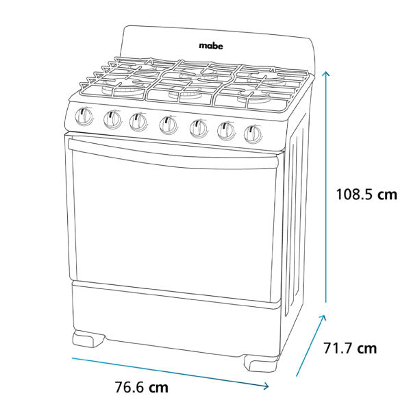 Estufa de Piso Mabe 76 cm (30 pulgadas) Plata Mercury