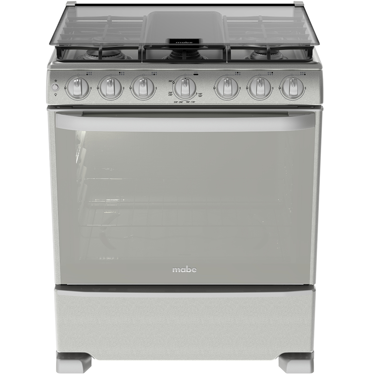 Estufa Mabe 76 cm Con Capelo ac. Inox Quem.4 Stand y 2 Jumbo