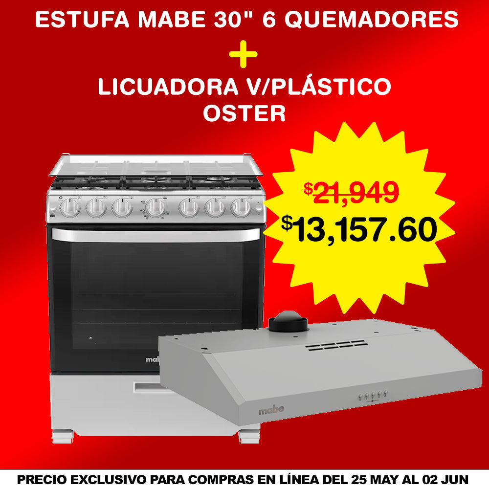 Combo ESTUFA MABE CON CAPELO + CAMPANA DE PARED MABE