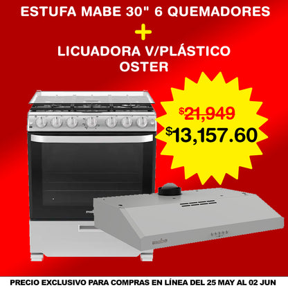 Combo ESTUFA MABE CON CAPELO + CAMPANA DE PARED MABE