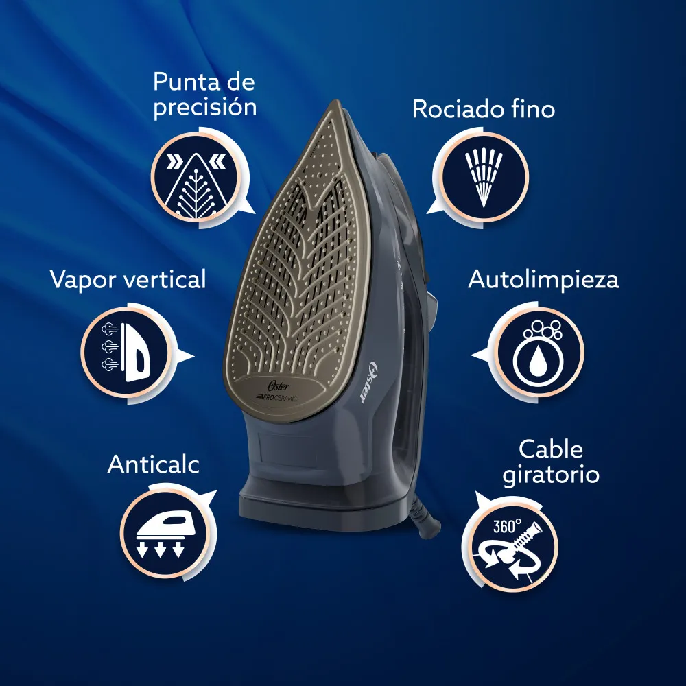 Plancha De Vapor Oster Aeroglide S7000 Negro