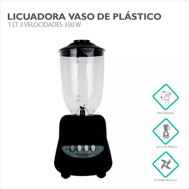 Licuadora De 3 Velocidades De Plastico 350w 3lt Philco Color Negro