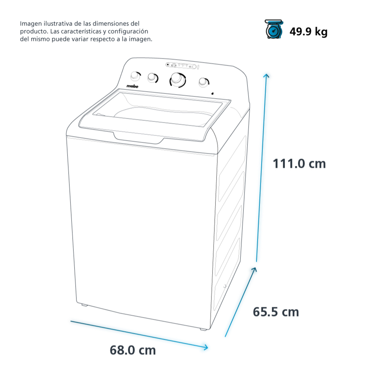 Lavadora Automática 16 Kg Blanca Mabe