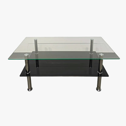 Mesa Vica De Centro Cristal Templado 6MM 2 Niveles Base Tubular