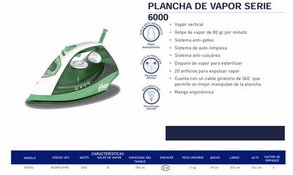 Plancha de Vapor Oster  Serie 6000 verde