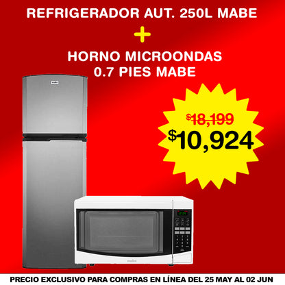 Combo REFRIGERADOR MABE GRAFITO +HORNO DE MICROONDAS MABE