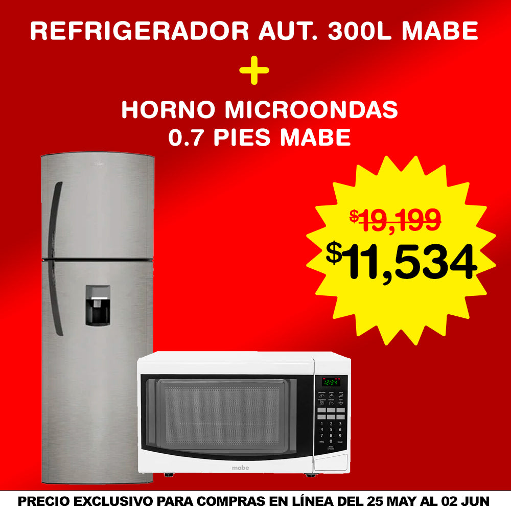 Combo REFRIGERADOR MABE + HORNO DE MICROONDAS MABE