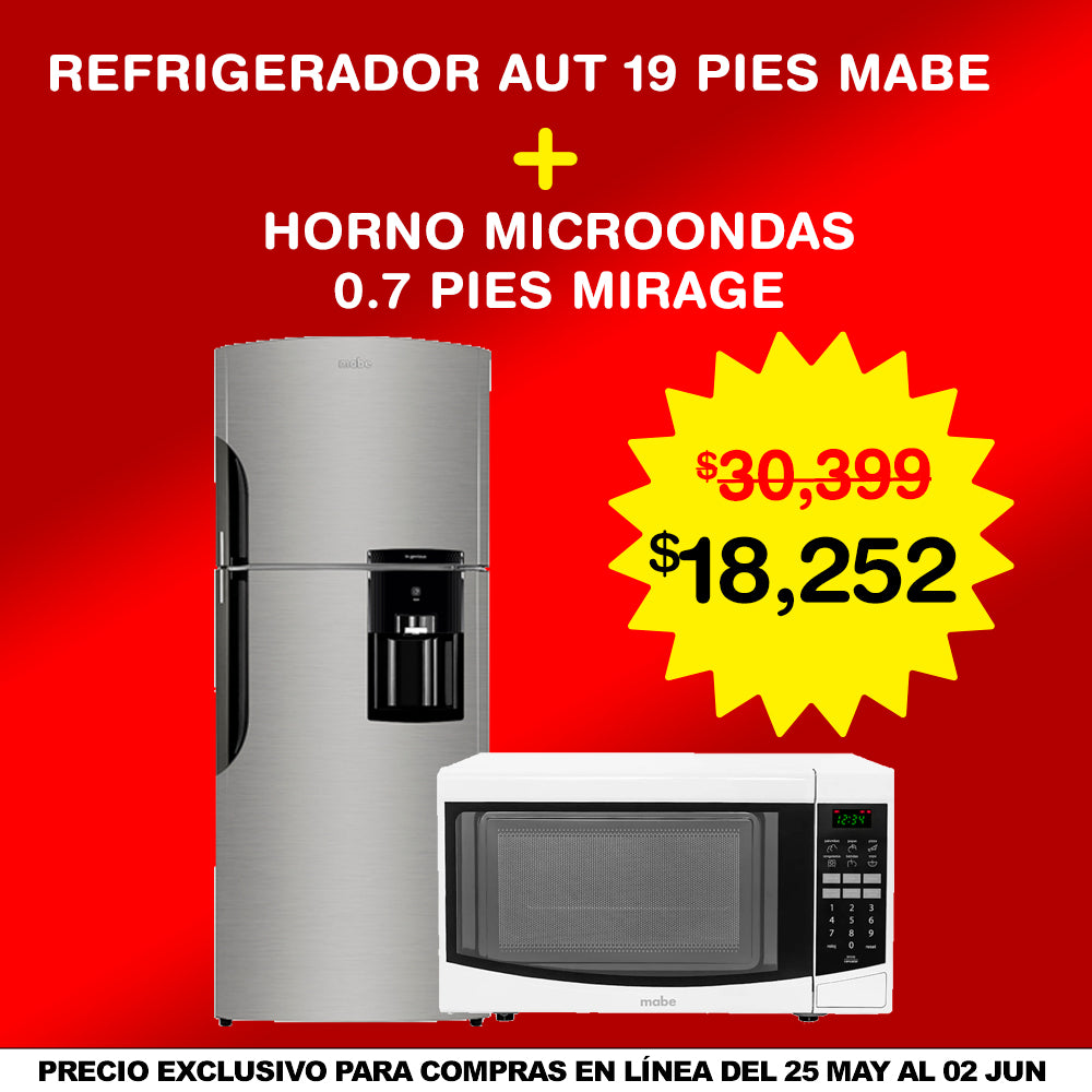 Combo REFRIGERADOR AUTOMATICO +HORNO DE MICROONDAS MABE