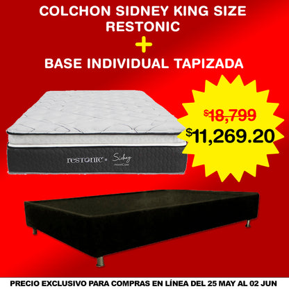 Combo COLCHON RESTONIC KING SIZE + BASE INDIVIDUAL TAPIZADA