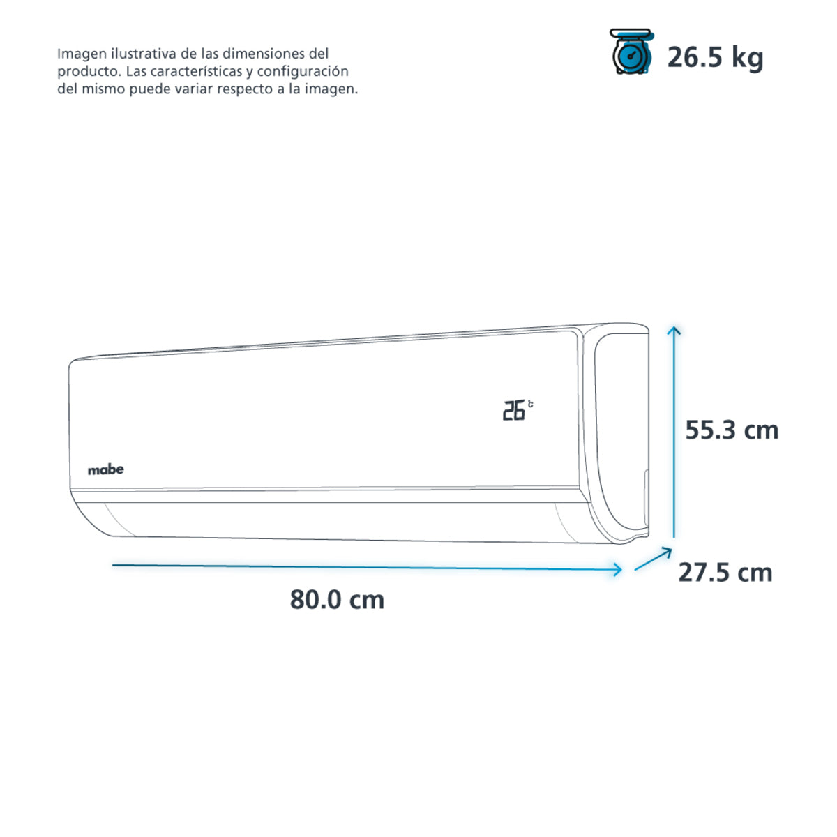 Aire Acondicionado Inverter Mabe 12 BTUS 220V Frío/Calor