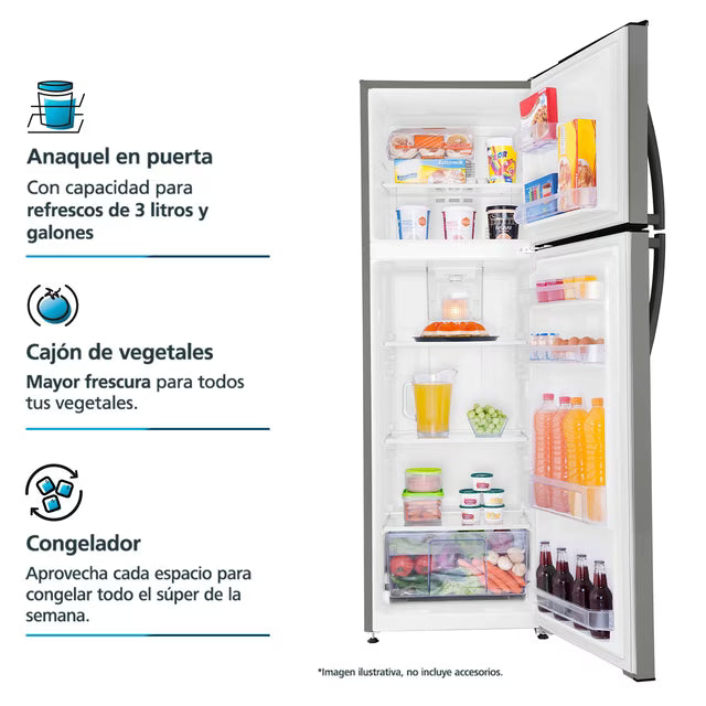 Refrigerador Aut. Mabe 11 Pies 300L Silver Sin Desp. De Agua